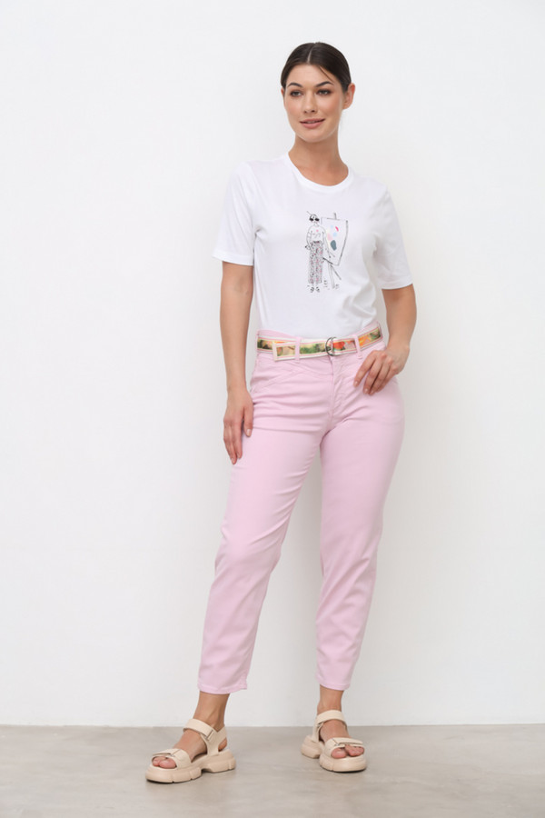 Модные джинсы Toni collection, размер 48, цвет розовый - фото 2
