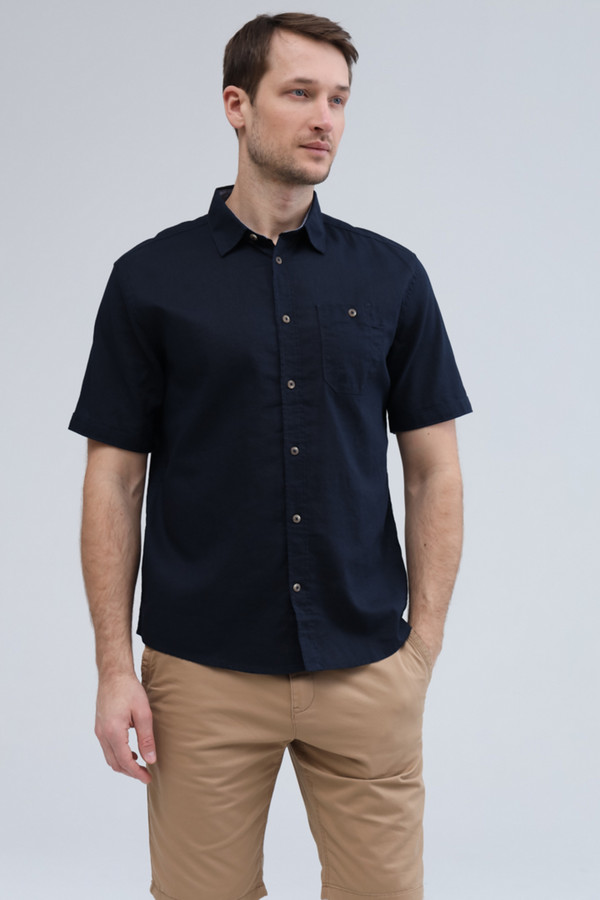 Мужские рубашки с коротким рукавом Tom Tailor, размер 58-60, цвет синий - фото 3