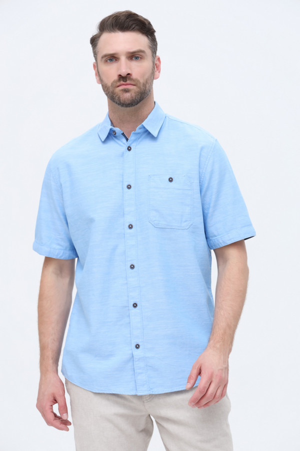 Мужские рубашки с коротким рукавом Tom Tailor, размер 54-56, цвет голубой - фото 3
