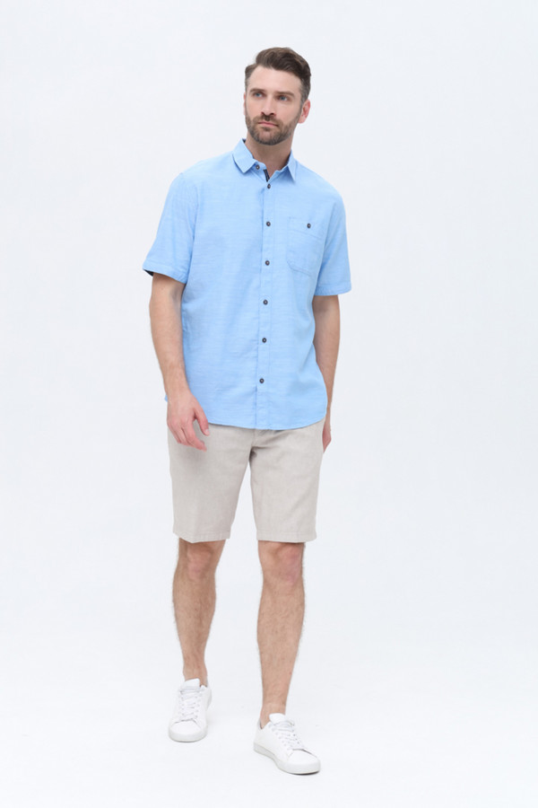 Мужские рубашки с коротким рукавом Tom Tailor, размер 54-56, цвет голубой - фото 2