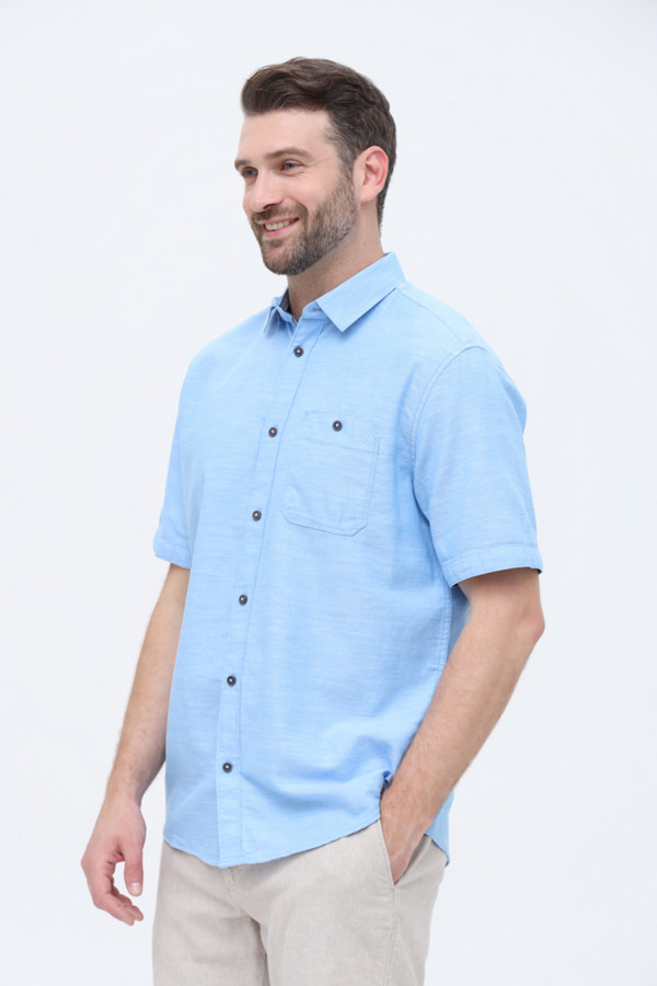 Мужские рубашки с коротким рукавом Tom Tailor, размер 54-56, цвет голубой - фото 4