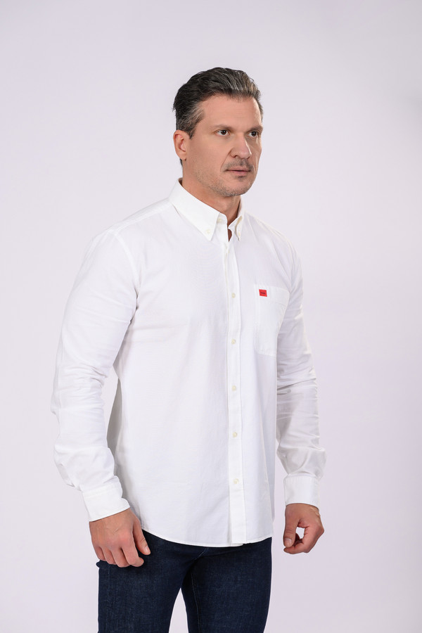 Рубашка с длинным рукавом Hugo, размер 43-44, цвет белый