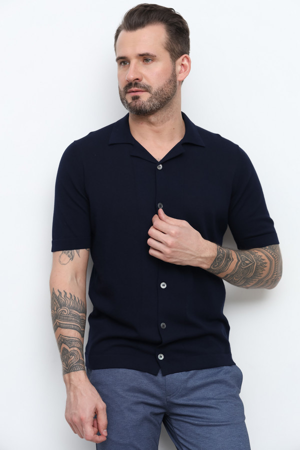 Мужские рубашки с коротким рукавом Gran Sasso черного цвета