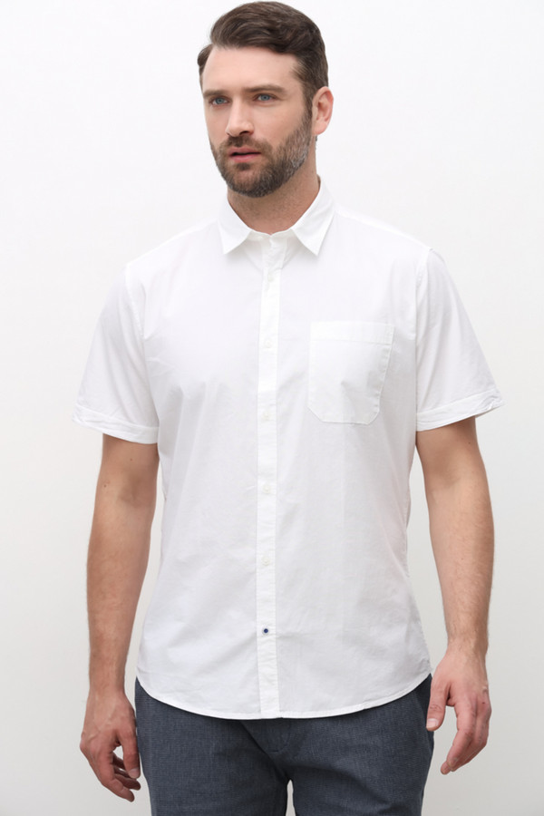Мужские рубашки с коротким рукавом Pioneer белого цвета