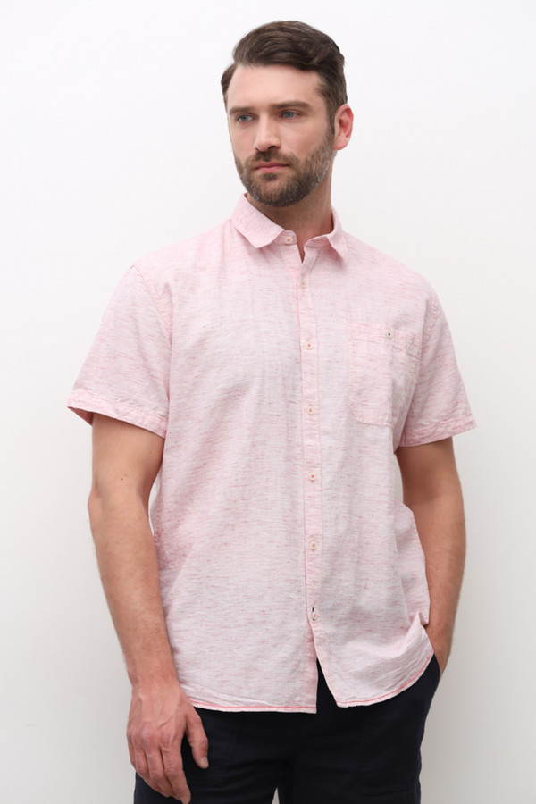 Мужские рубашки с коротким рукавом Pioneer розового цвета