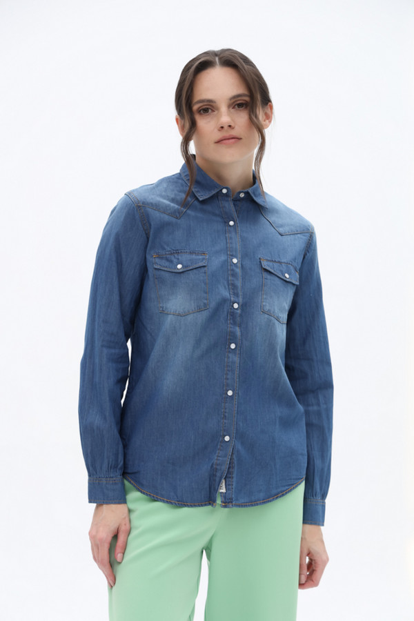 Рубашка с длинным рукавом Alcott, размер 44-46, цвет синий - фото 1
