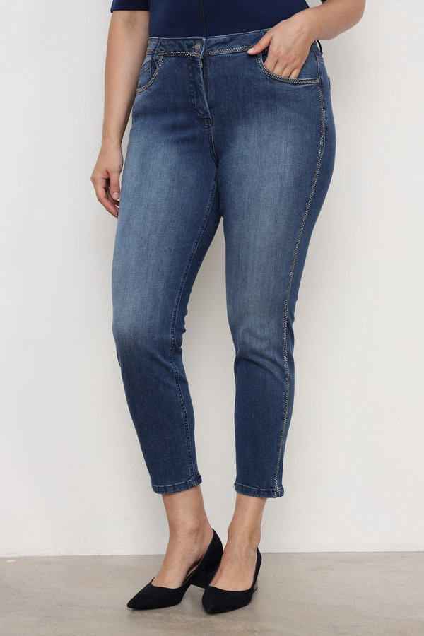 Модные джинсы Doris Streich, размер 48, цвет синий