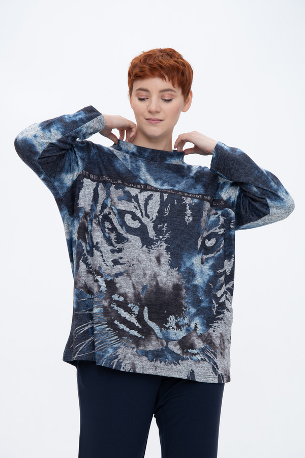 Пуловер Doris Streich, размер 54, цвет синий - фото 1