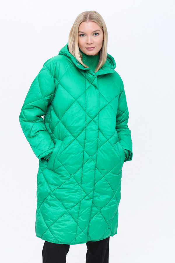 Пальто Oui, размер 52, цвет зелёный - фото 4