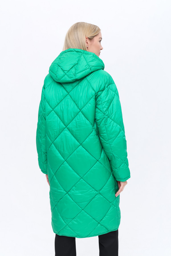 Пальто Oui, размер 52, цвет зелёный - фото 5