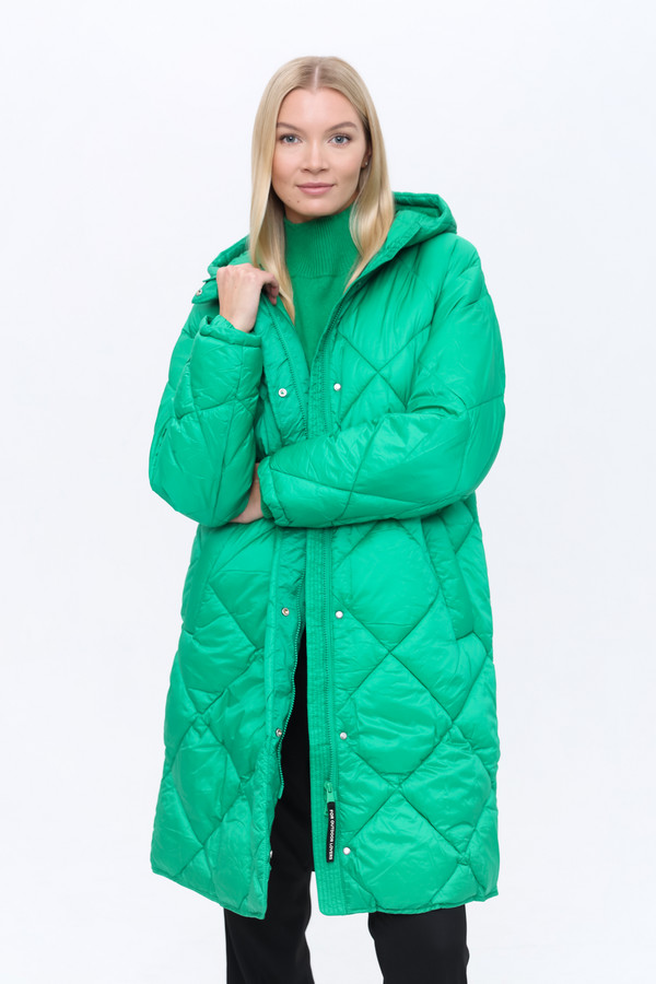 Пальто Oui, размер 52, цвет зелёный - фото 3
