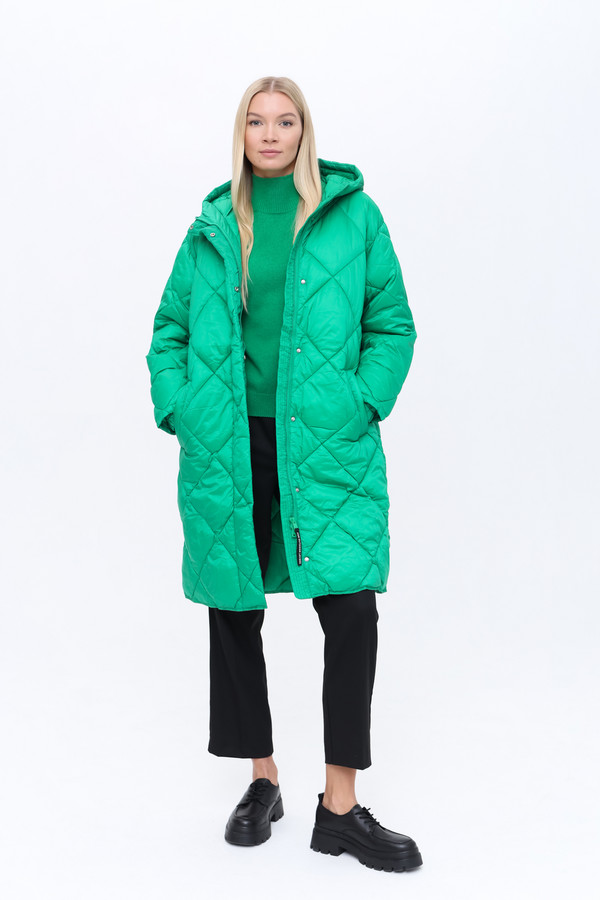 Пальто Oui, размер 52, цвет зелёный - фото 2