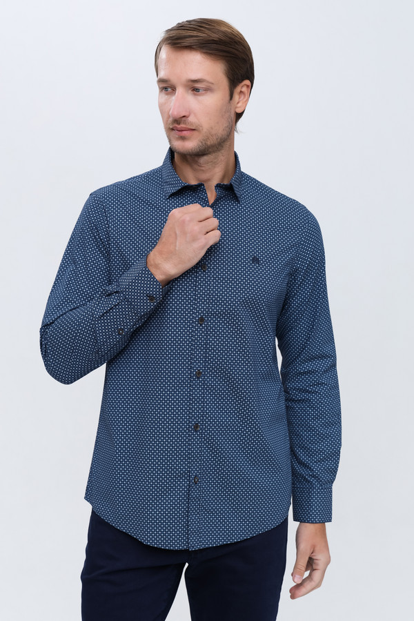 Рубашка с длинным рукавом Lerros, размер 46-48, цвет синий - фото 3