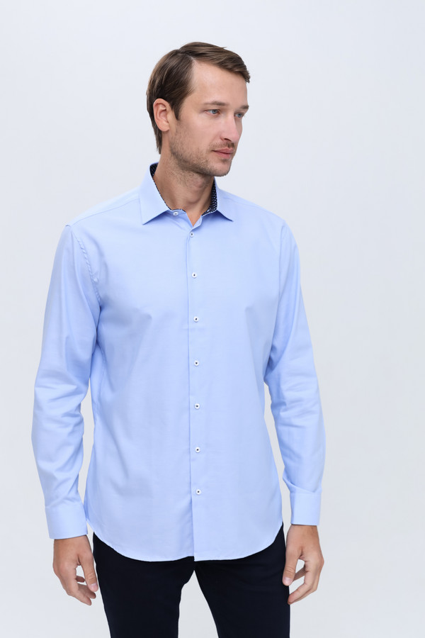 Рубашка с длинным рукавом Seidensticker, размер ворот 42, плечи 52, цвет голубой - фото 3
