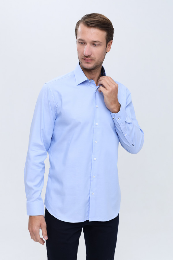 Рубашка с длинным рукавом Seidensticker, размер ворот 42, плечи 52, цвет голубой - фото 1