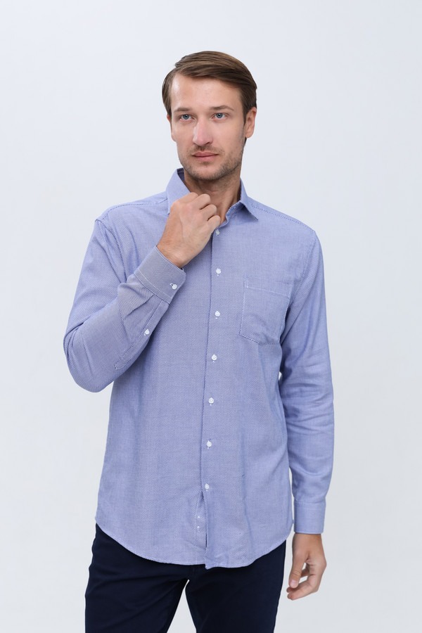 Рубашка с длинным рукавом Seidensticker, размер ворот 43, плечи 54, цвет синий - фото 1
