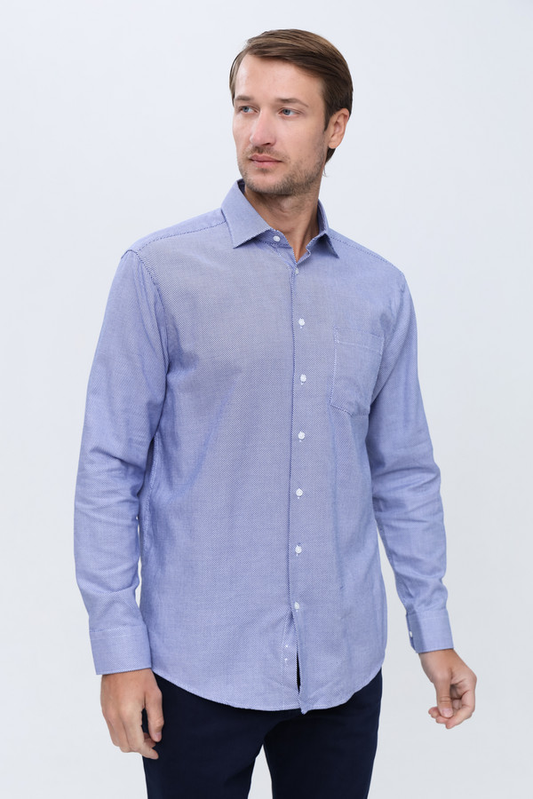 Рубашка с длинным рукавом Seidensticker, размер ворот 43, плечи 54, цвет синий - фото 3