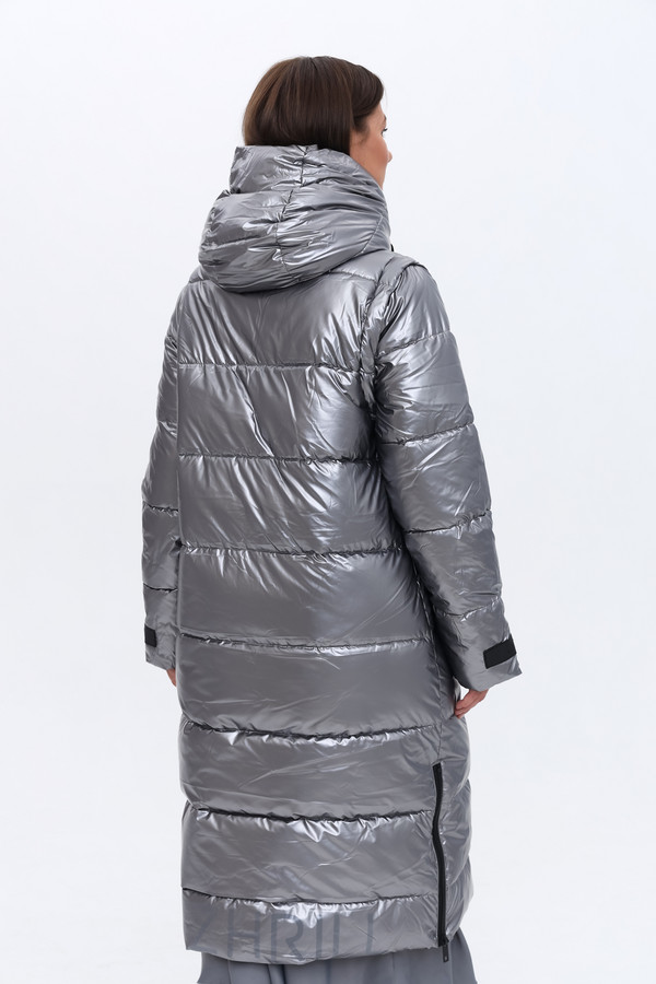 Пальто Zhrill, размер 44-46, цвет серебристый - фото 6