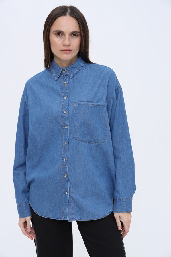 Рубашка с длинным рукавом Alcott, размер 38, цвет синий - фото 3