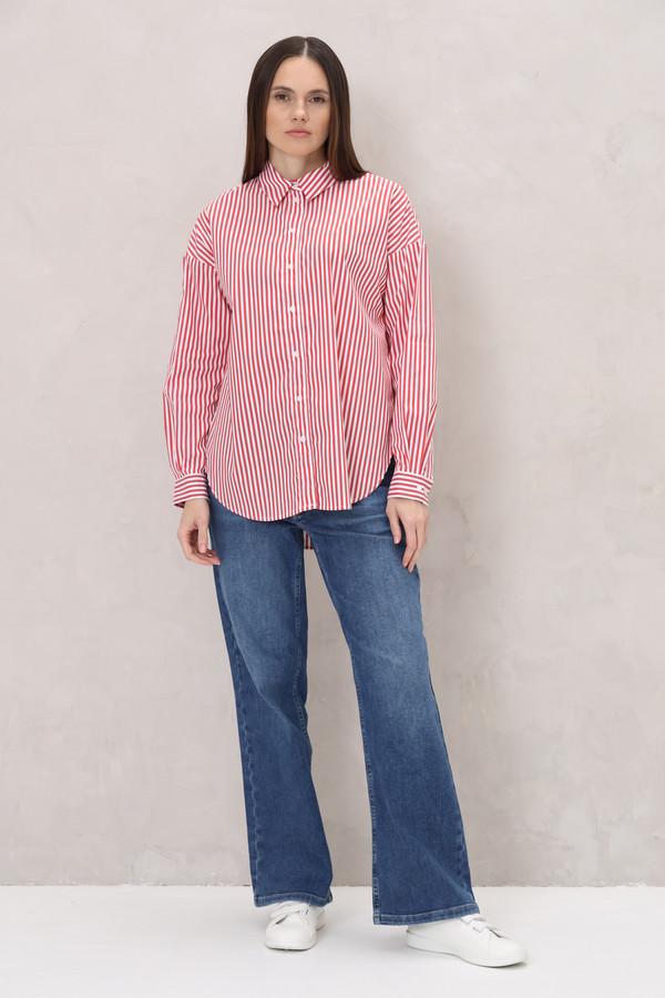 Рубашка с длинным рукавом Oui, размер 46, цвет красный - фото 2