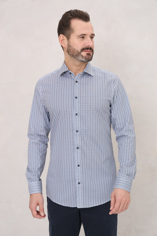 Рубашка с длинным рукавом Venti, размер ворот 44, плечи 56, цвет синий - фото 1
