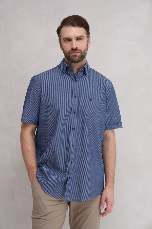 Мужские рубашки с коротким рукавом Casa Moda, размер 58-60, цвет синий