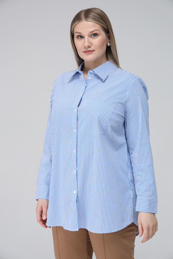 Рубашка с длинным рукавом Via Appia, размер 52, цвет синий - фото 3