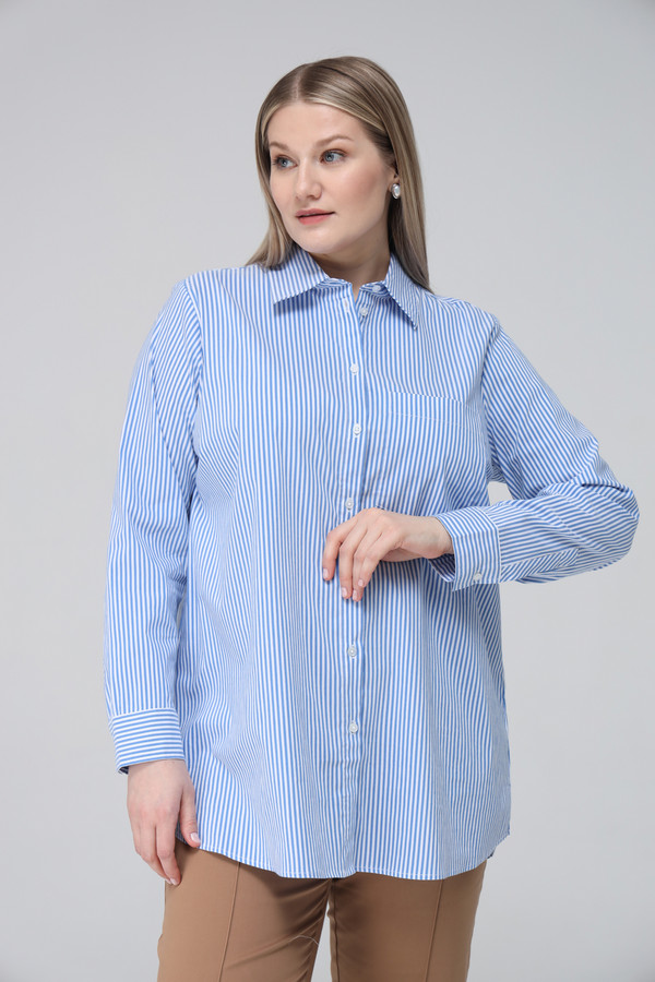 Рубашка с длинным рукавом Via Appia, размер 52, цвет синий - фото 1