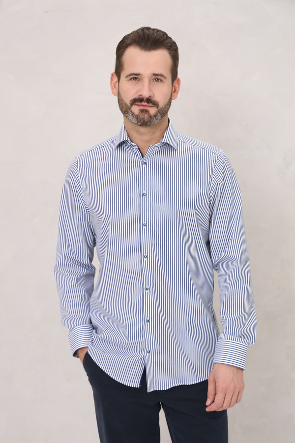 Рубашка с длинным рукавом Venti, размер ворот 42, плечи 52, цвет синий - фото 1