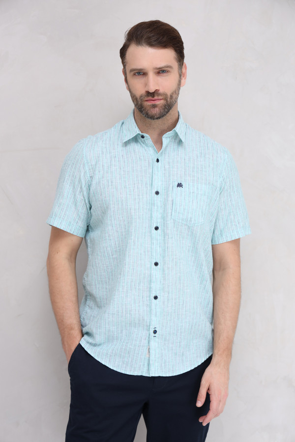 Мужские рубашки с коротким рукавом Lerros, размер 50-52, цвет голубой