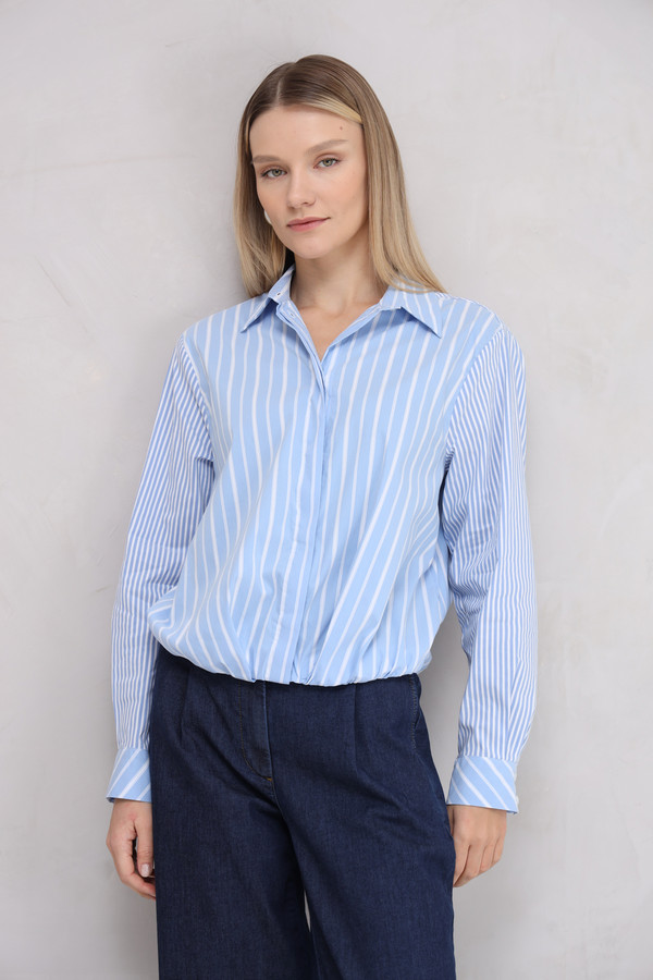 Рубашка с длинным рукавом MORE and MORE, размер 48, цвет голубой