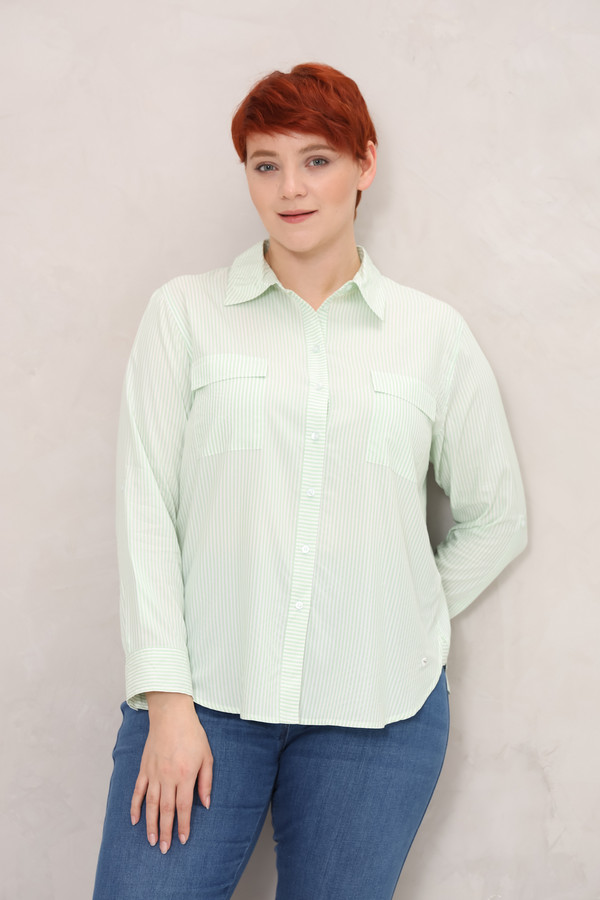 Рубашка с длинным рукавом Olsen, размер 46, цвет зелёный - фото 1
