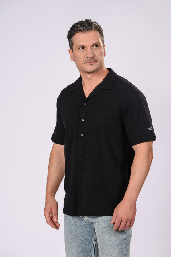 Мужские рубашки с коротким рукавом Gaudi, размер 48, цвет чёрный - фото 1