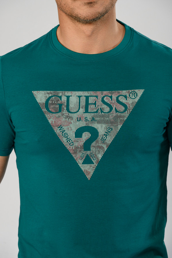 Футболкa Guess, размер 50-52, цвет зелёный - фото 4