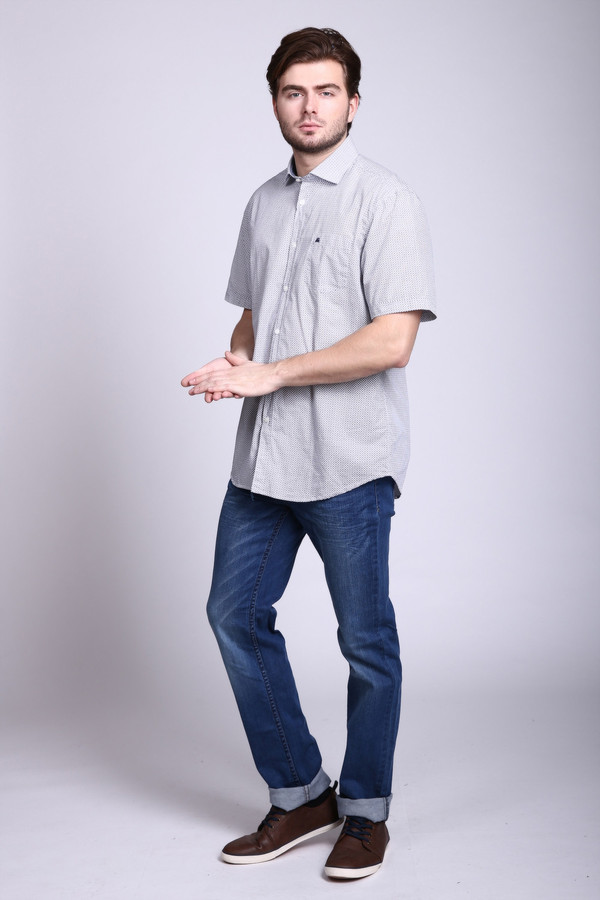 Мужские рубашки с коротким рукавом Lerros, размер 39-40, цвет серый - фото 2