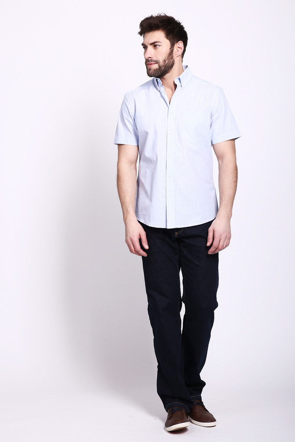 Мужские рубашки с коротким рукавом Just Valeri, размер 40, цвет голубой - фото 2