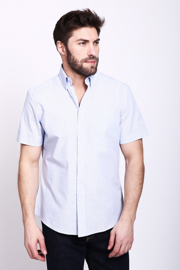 Мужские рубашки с коротким рукавом Just Valeri, размер 40, цвет голубой - фото 1