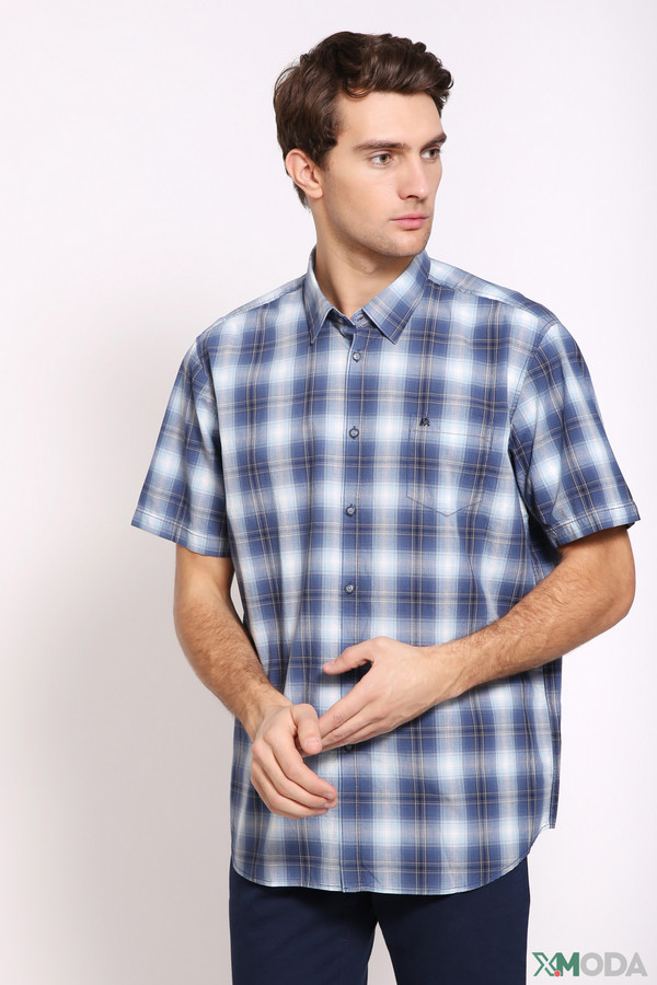 Мужские рубашки с коротким рукавом Lerros, размер 39-40, цвет синий - фото 1