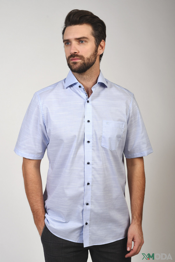 Мужские рубашки с коротким рукавом Casa Moda, размер ворот 41, плечи 50, цвет голубой - фото 1