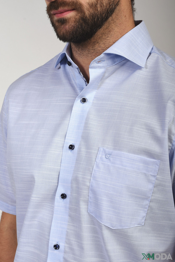 Мужские рубашки с коротким рукавом Casa Moda, размер ворот 41, плечи 50, цвет голубой - фото 4