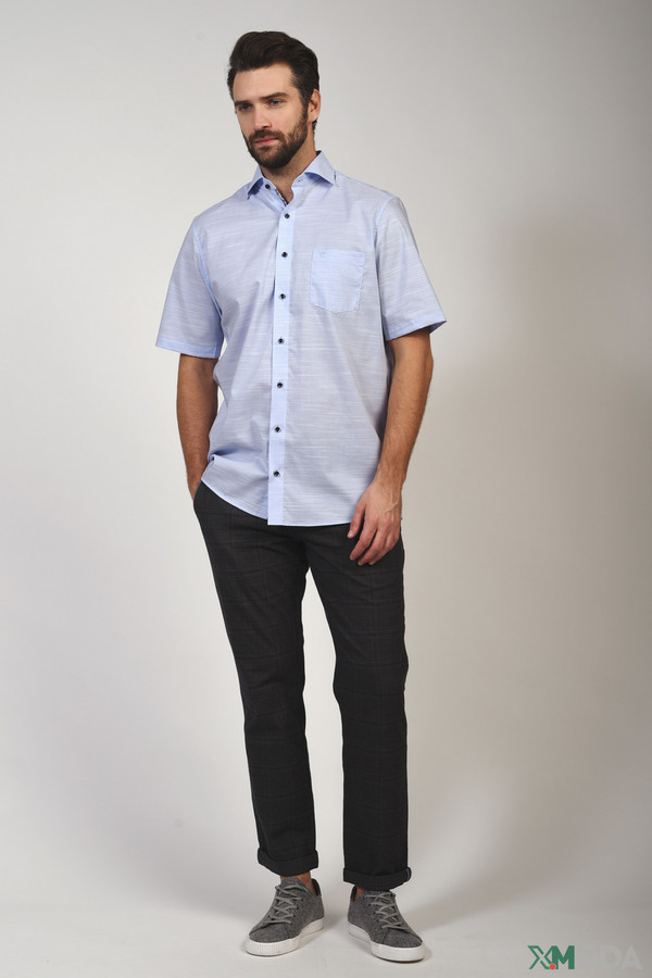 Мужские рубашки с коротким рукавом Casa Moda, размер ворот 41, плечи 50, цвет голубой - фото 3
