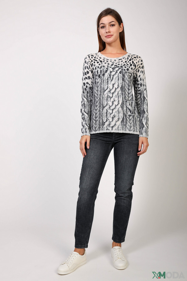 Пуловер Oui, размер 52, цвет серый - фото 3