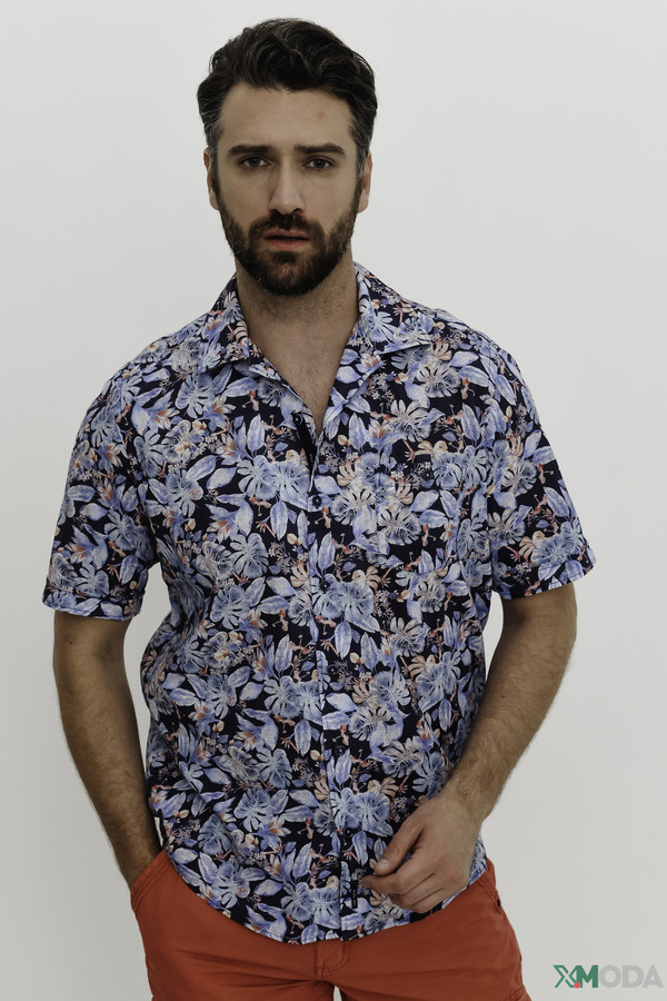 Мужские рубашки с коротким рукавом Casa Moda, размер 46-48, цвет синий - фото 1