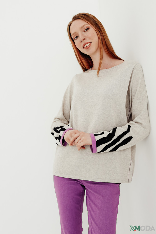 Пуловер Oui, размер 44, цвет серый - фото 1