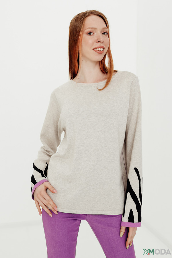 Пуловер Oui, размер 44, цвет серый - фото 4
