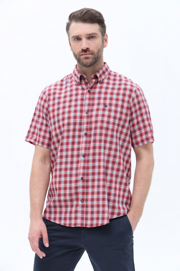 Мужские рубашки с коротким рукавом Lerros, размер 50-52, цвет красный - фото 1