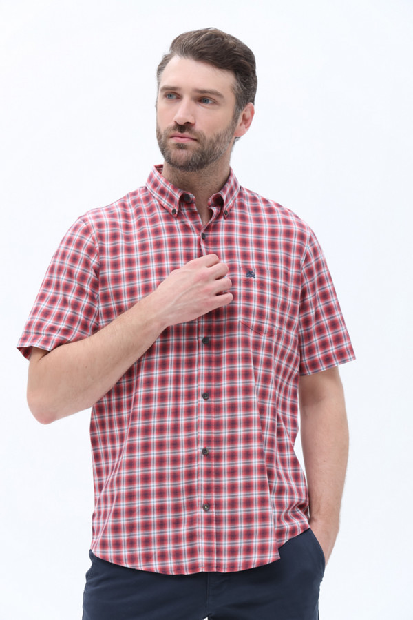 Мужские рубашки с коротким рукавом Lerros, размер 50-52, цвет красный - фото 3