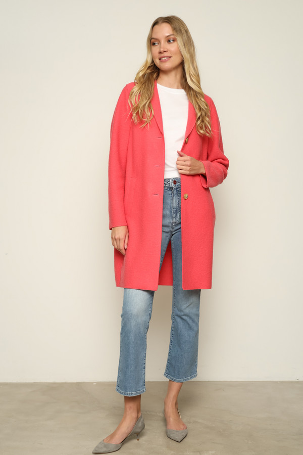 Пальто Oui, размер 50, цвет красный - фото 2