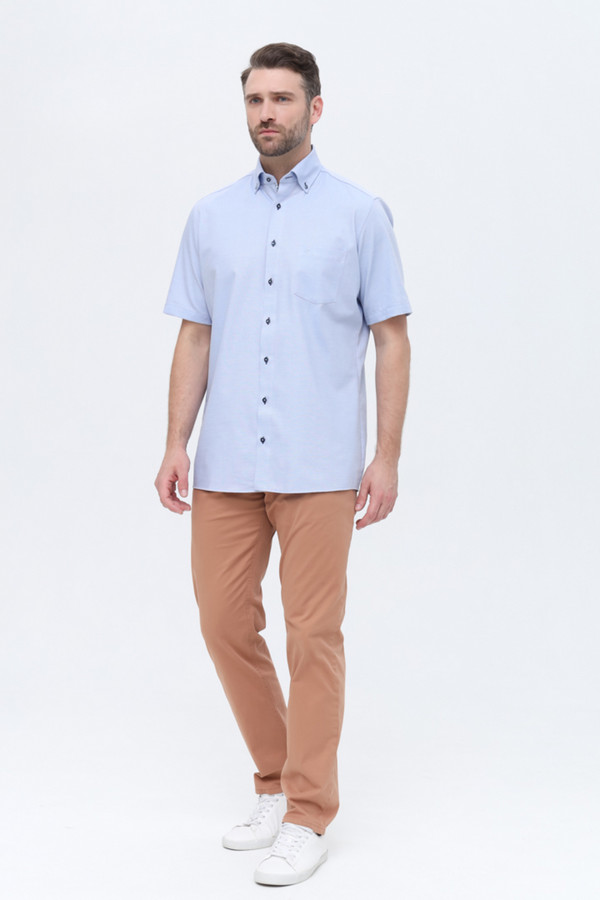 Мужские рубашки с коротким рукавом Casa Moda, размер ворот 44, плечи 56, цвет голубой - фото 2