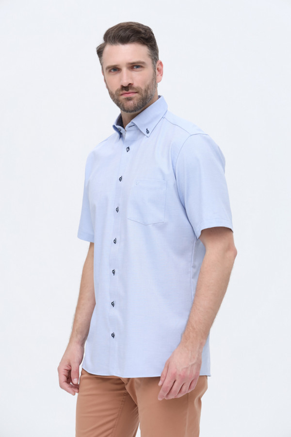 Мужские рубашки с коротким рукавом Casa Moda, размер ворот 44, плечи 56, цвет голубой - фото 1